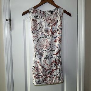 Ann Taylor Red & Black Patterned Long Top Paisley Cottagecore Prairie